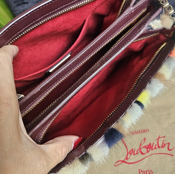 Christian louboutin fur multicolor side studs shoulder bag with gold hardware - Picture 16 of 17